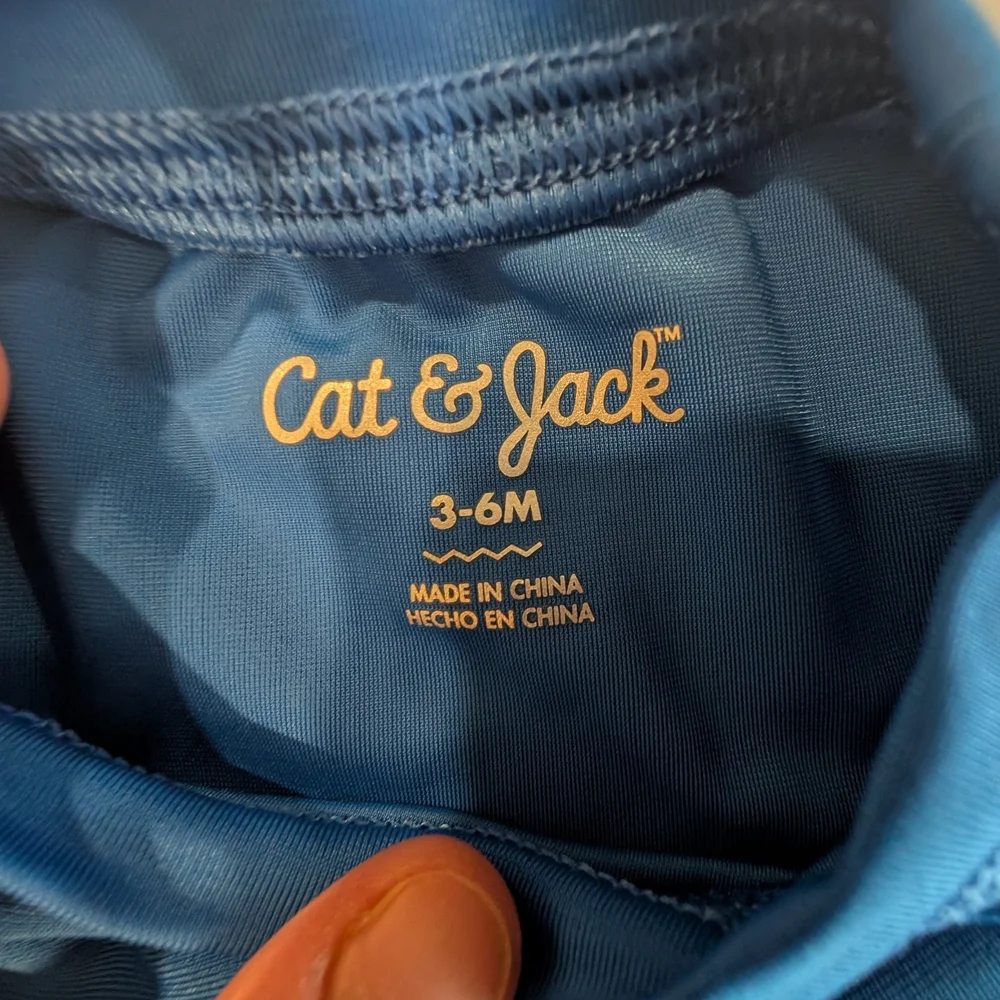 Cat &Jack 3-6M Kids Blue Shark Rash Guard Swim Set